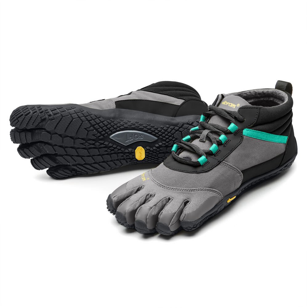 Vibram Five Fingers Womens Running Shoes - Black/Grey/Green - V-Trek Insulated - 37859-QUOP